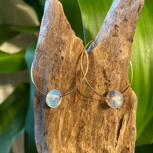 *No Tarnish* 14k gold filled moon stone beads in hoops